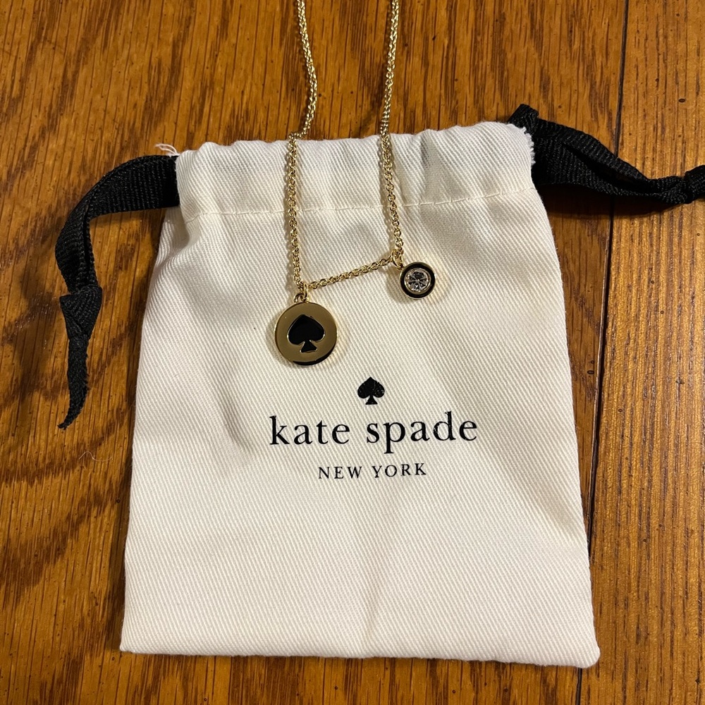 Kate Spade -Spot the Spade-Gold-Tone black spade pendant necklace.